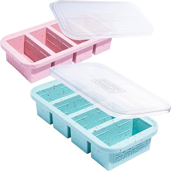 Souper Cubes 1 Cup Silicone Freezer Tray With Lid - Easy Meal Prep Container and Kitchen Storage ... | Amazon (US)