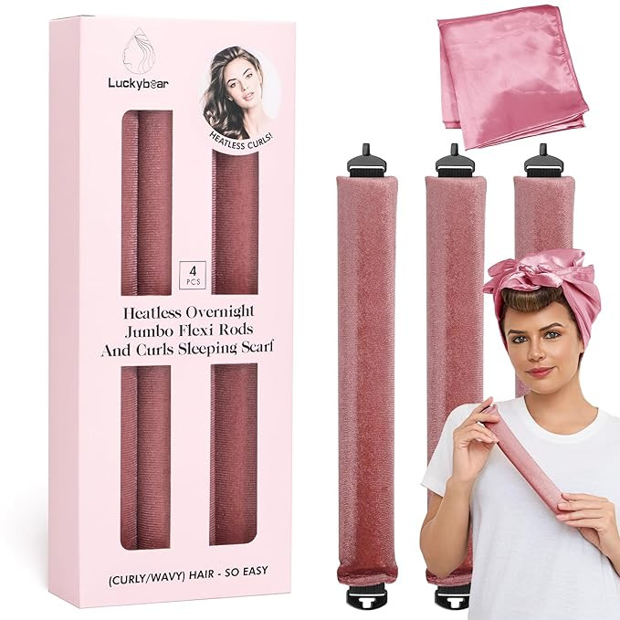 Heatless Curls Overnight Rods Jumbo Set, Heatless Hair Curler Velvet Satin Jumbo Flexi Rods to Sl... | Amazon (US)