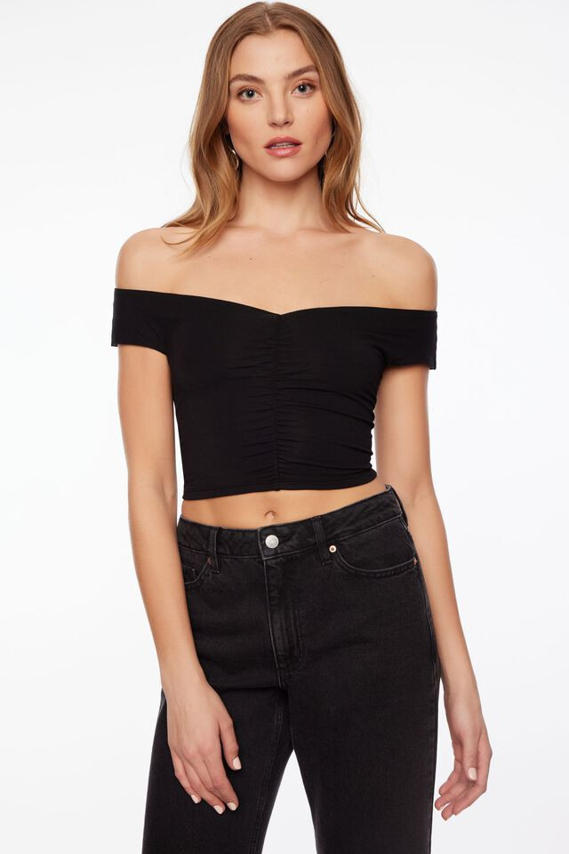 Off Shoulder Crop Top | Dynamite Clothing