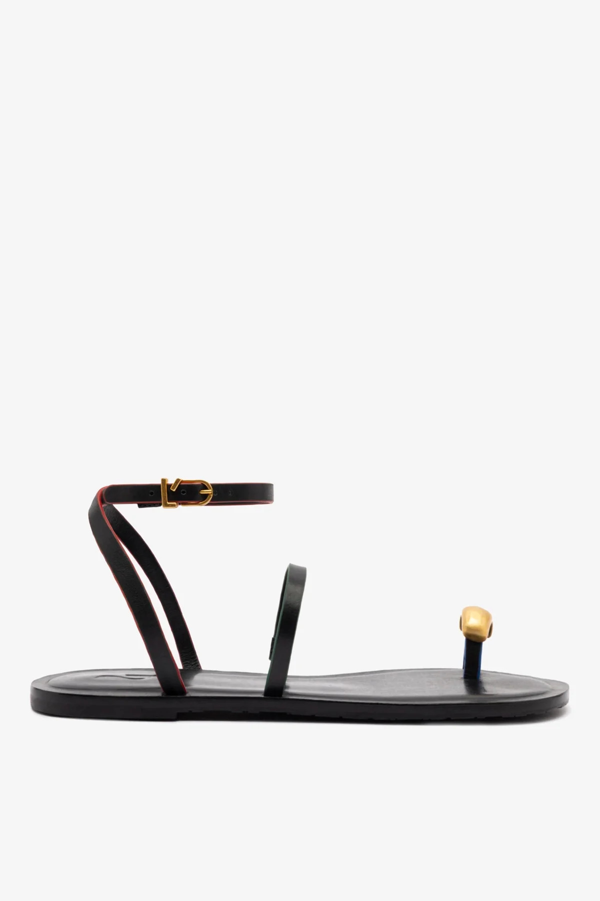 Biarritz Flat Sandal In Black Leather | Larroude