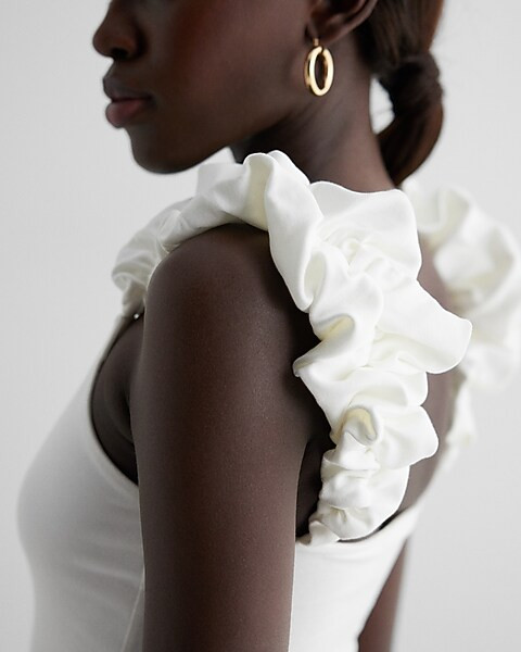 Scoop Neck Puff Strap Thong Bodysuit | Express