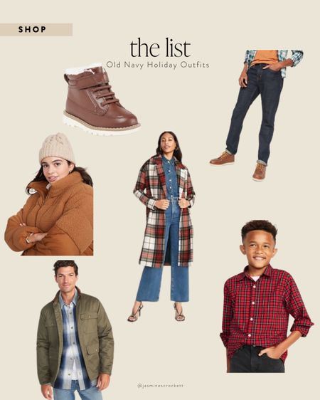 Old Navy holiday outfit: shacket, jackets, coats, leather shoes, puffer jacket, winter beanie, flannel shirt, jeans 

#LTKHoliday