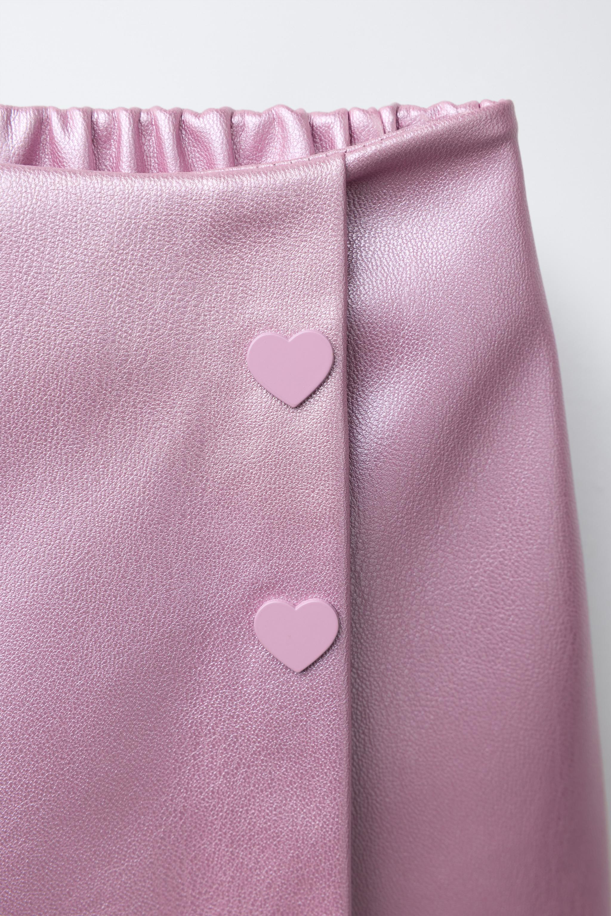 METALLIC FAUX LEATHER BERMUDA SKORT WITH HEARTS | Zara UK