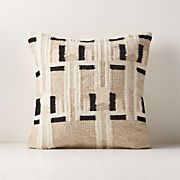 Diya Woven Natural and Black Modern Throw Pillow with Feather-Down Insert 18" | CB2 | CB2