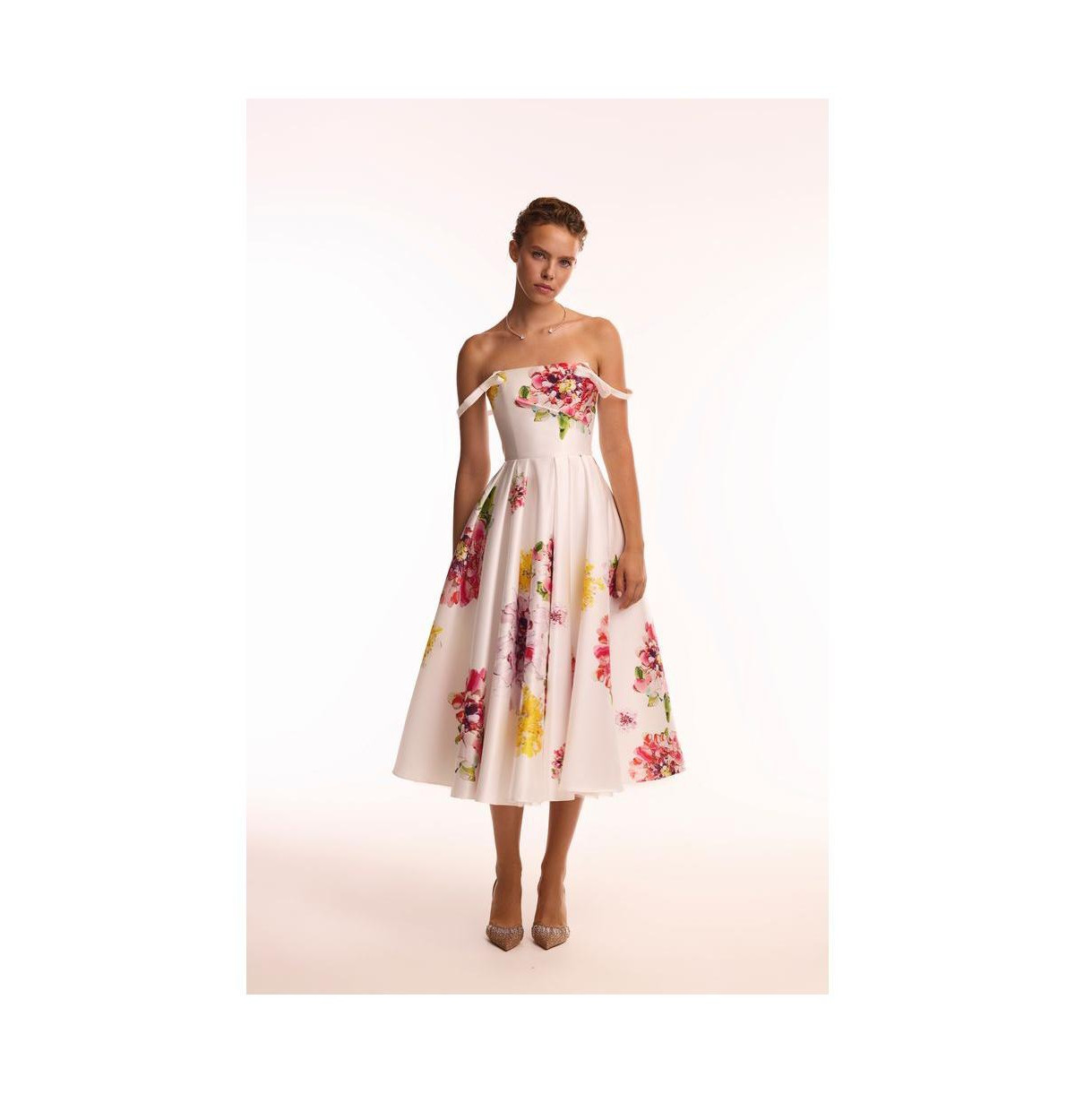 Milla Women's Tea-length floral dress - Ivory floral | Macy's