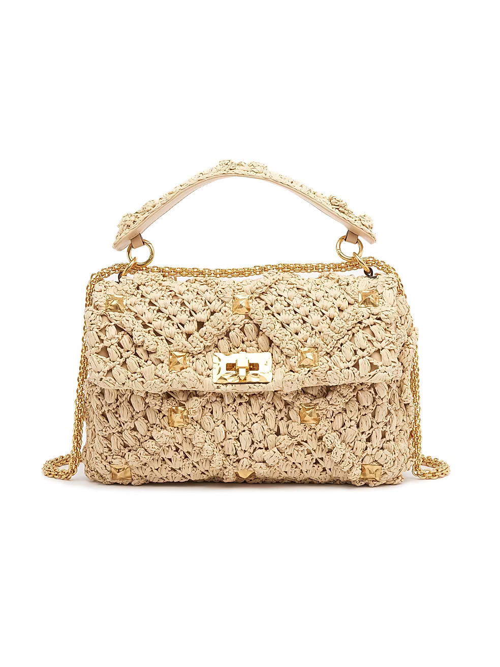 Roman Stud Raffia Shoulder Bag | Saks Fifth Avenue