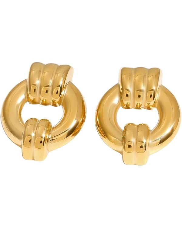 Gold Loop Statement Earrings for Women – Bold Hoop-Inspired Dangle Earrings, Lightweight Modern... | Amazon (US)