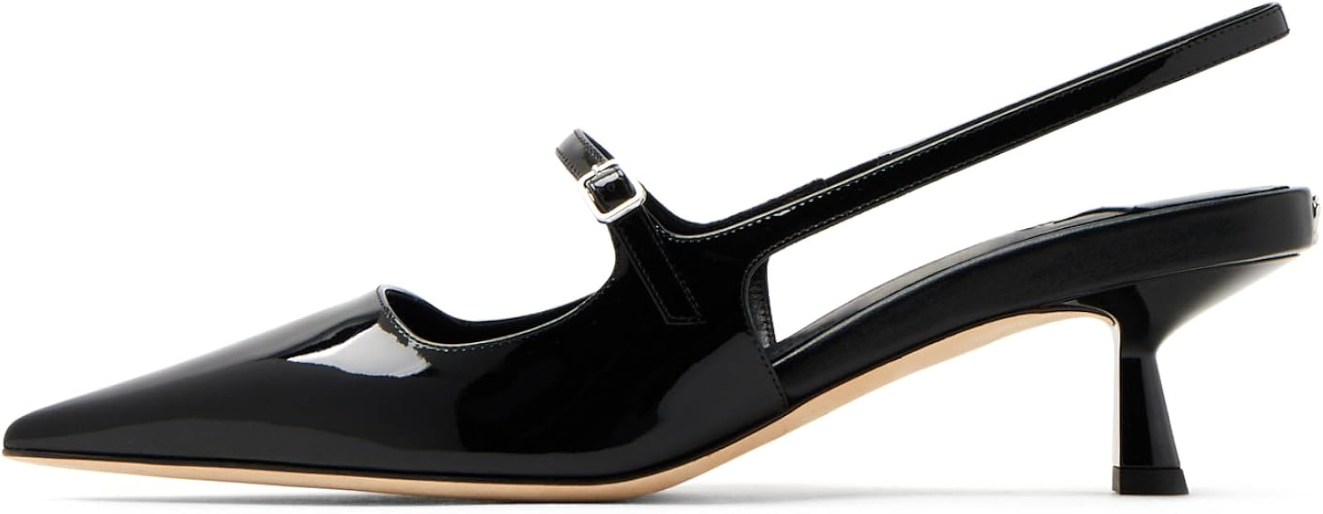 MIRAAZZURRA Slingback Kitten Heels Pumps Pointed Toe Low Heel Slip On Dress Shoes with Buckle Str... | Amazon (US)