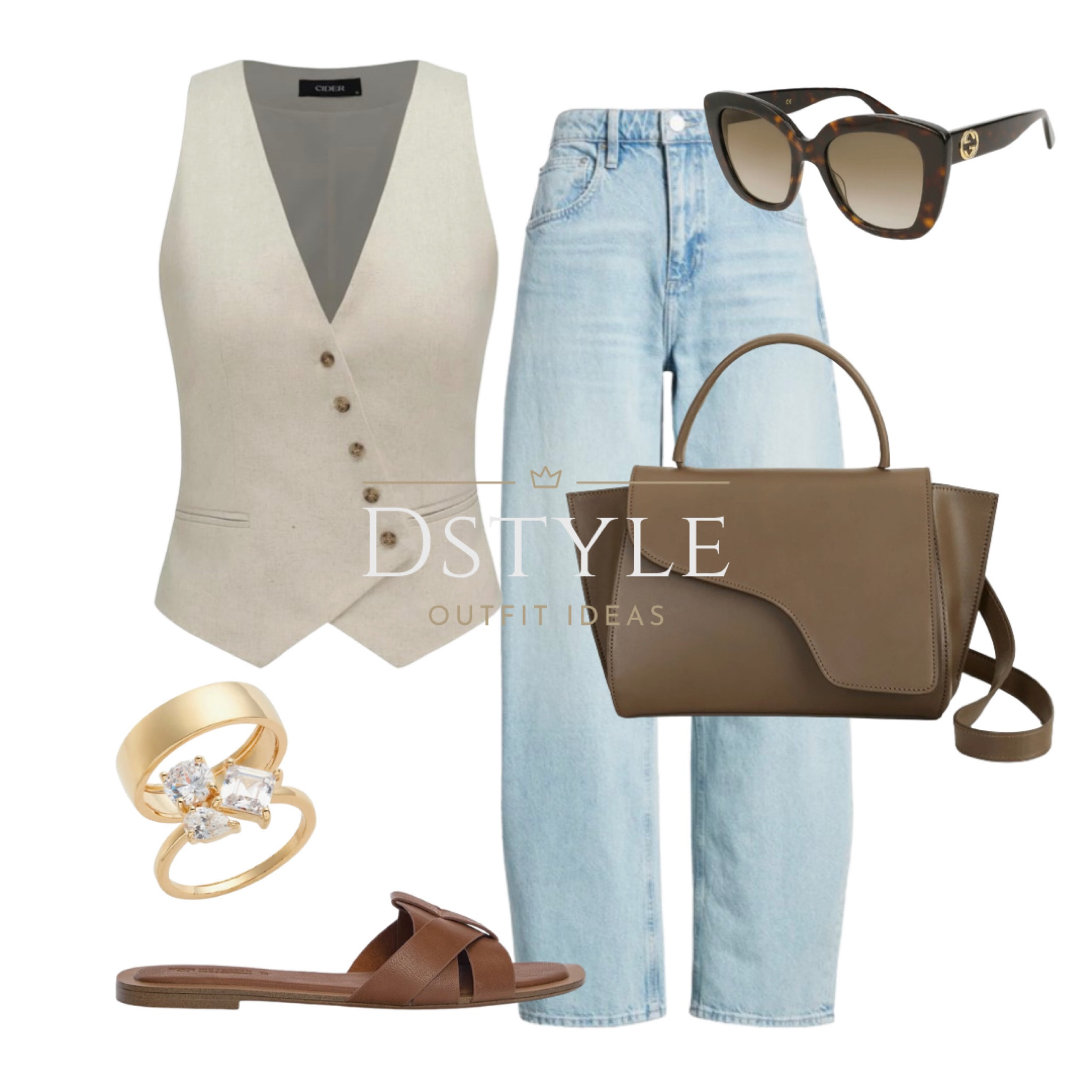 Linen-blend vest, waistcoat, high waist barrel leg jeans, brown slides, flat sandals, sliders, matching bag, summer outfit

#LTKItBag #LTKStyleTip #LTKWorkwear