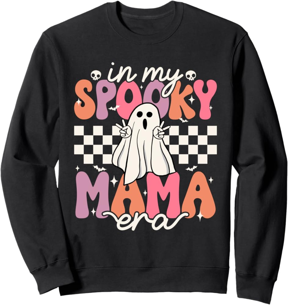 Groovy In My Spooky Mama Era Cute Retro Mom Halloween Ghost Sweatshirt | Amazon (US)