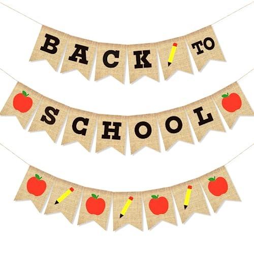 SEPGLITTER Back To School Burlap Banner, 3Pcs 100 Days of School Banner Back To School Hanging Decorations First Day of School Bunting Garland for Classroom Teacher Office School Activities | Amazon (US)