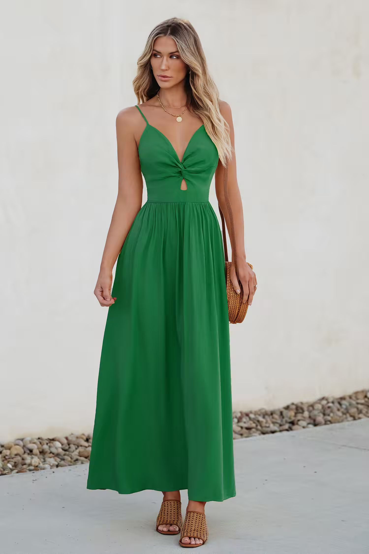 Green Front Twist Keyhole Maxi DressHOT | Cupshe US