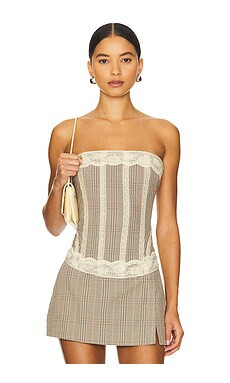 Miaou Libra Corset in Brown Check from Revolve.com | Revolve Clothing (Global)