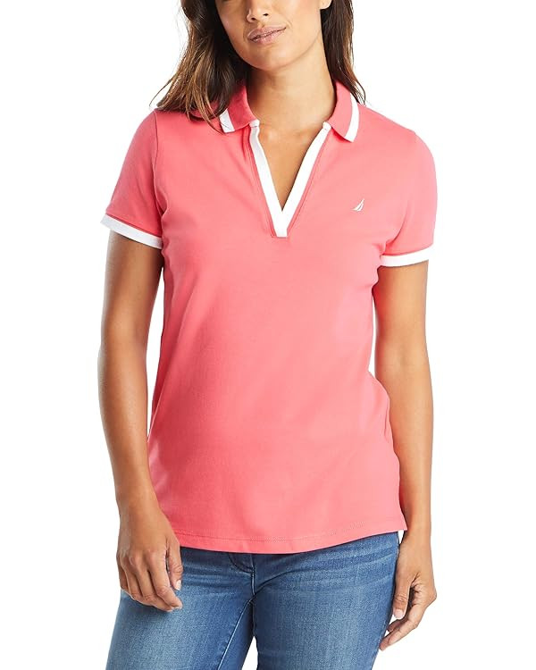 Nautica Women's Stretch Cotton Polo Shirt | Amazon (US)