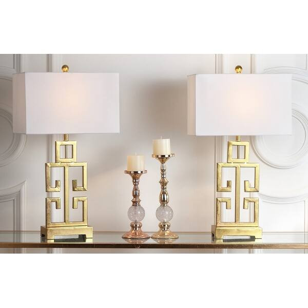 SAFAVIEH Lighting Greek Key Antiqued Gold 29-inch Table Lamp (Set of 2) - Overstock - 9527270 | Bed Bath & Beyond