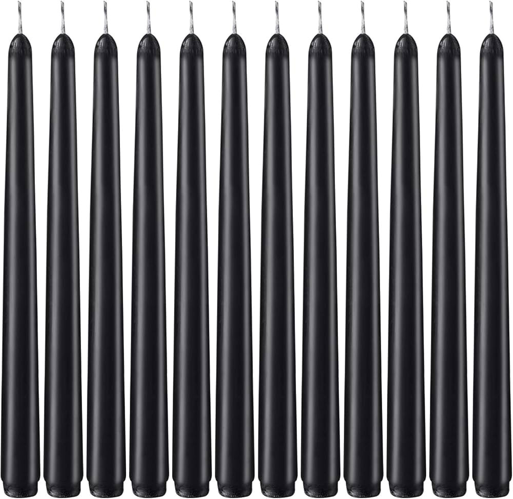 NIKY 10 Inch Black Taper Candles, Set of 12 Unscented Dripless Candlesticks - 8 Hours Long Burnin... | Amazon (US)