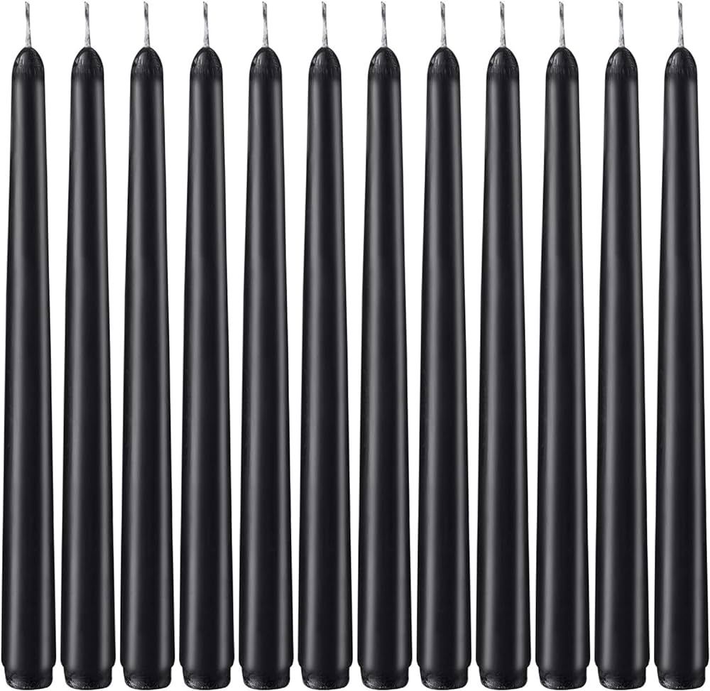 NIKY 10 Inch Black Taper Candles, Set of 12 Unscented Dripless Candlesticks - 8 Hours Long Burnin... | Amazon (US)
