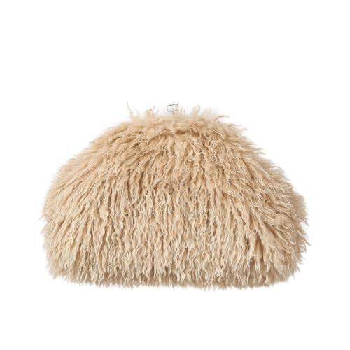 Tarvione Mongolian Faux Fur Purse Clutch Oversize Handbag Furry Bag,Apricot | Amazon (US)