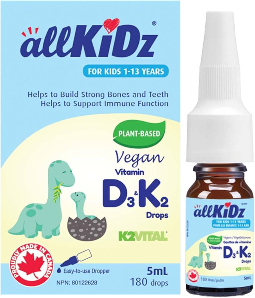 allKiDz Vegan Vitamin D3 and K2 (MK-7 K2VITAL) Drops for Toddlers Kids Children, Made in Canada, ... | Amazon (CA)