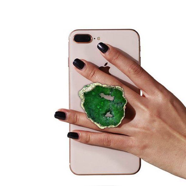 ULANI JOY Green Agate Crystal Druzy Quartz Phone Grip - Adjustable Cell Phone Stand - Phone Gripp... | Walmart (US)
