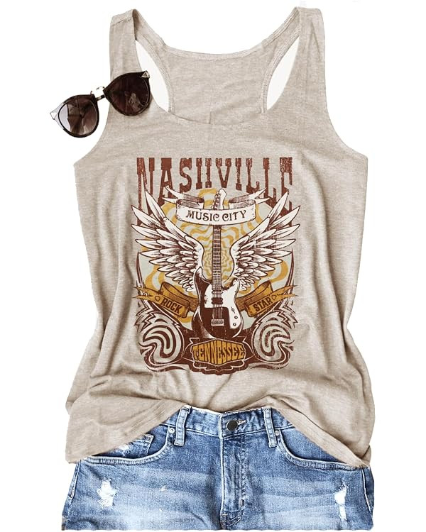 Graphic Tees for Women Summer Tank Tops Vacation Outfits for Women Country Concert Tops Summer Ra... | Amazon (US)