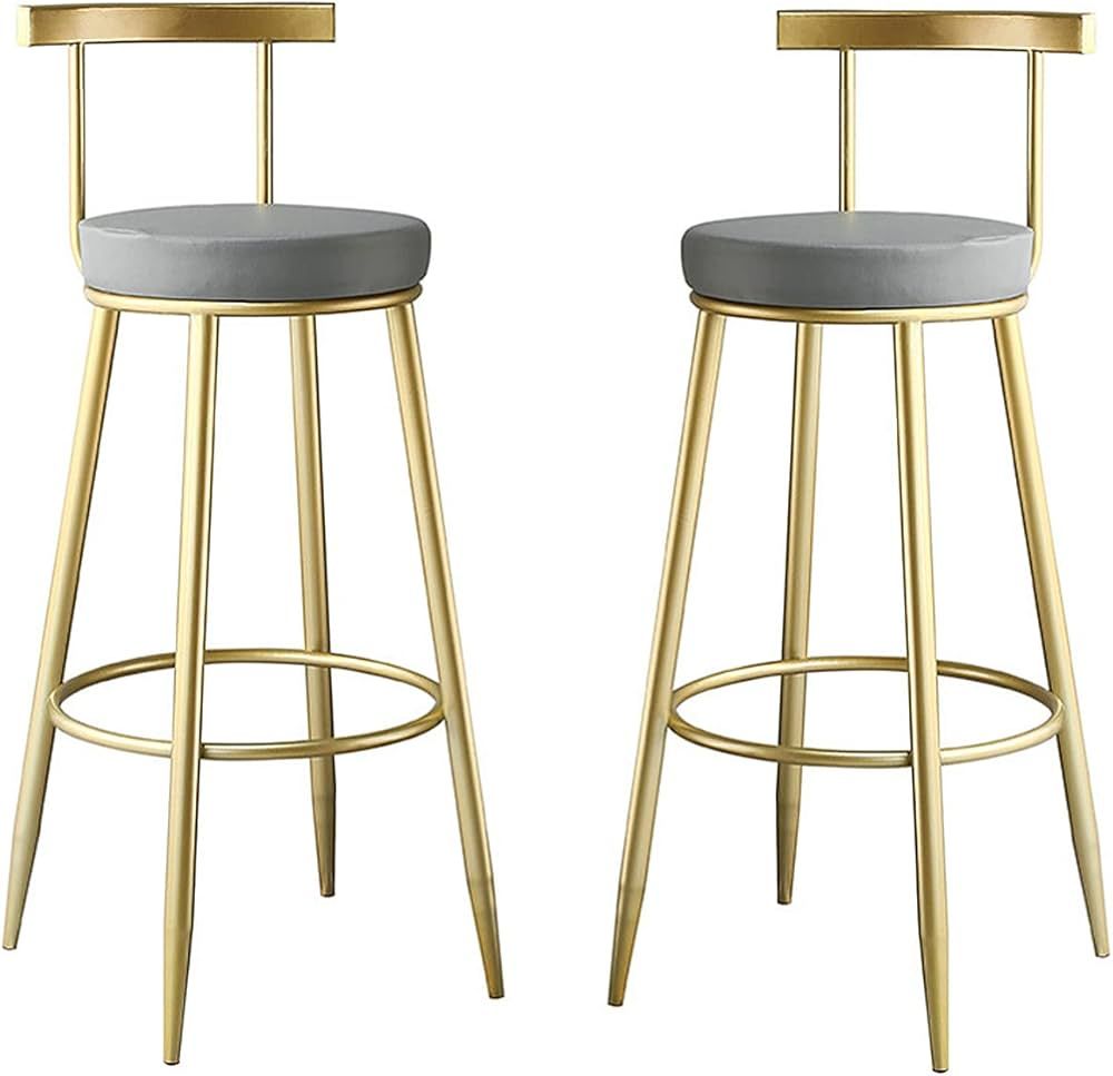 Bar Stools Set of 2,Counter Height Nordic Bar Chair Simple Style Restaurant Cafe Back High Back S... | Amazon (US)