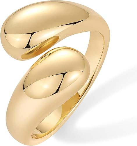 PAVOI Anillos apilables gruesos chapados en oro de 14 quilates para mujer | Anillo llamativo cruz... | Amazon (US)