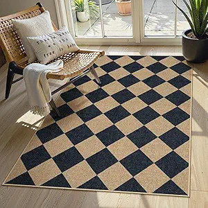 Lahome Colette Checkered Easy Jute 3x5 Outdoor Patio Rug, Washable Rugs for Entryway Diamond Indo... | Amazon (US)