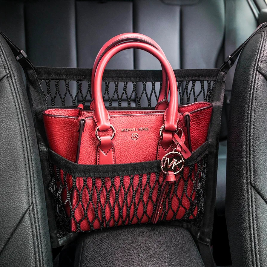 Car Accessories, Organizer Storage Between Front Seats, Purse Handbag Holder of 3 Layers Mesh Net... | Amazon (US)