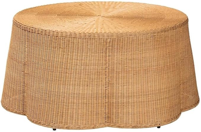 bali & pari Palm Bohemian Honey Scallop Rattan Coffee Table | Amazon (US)