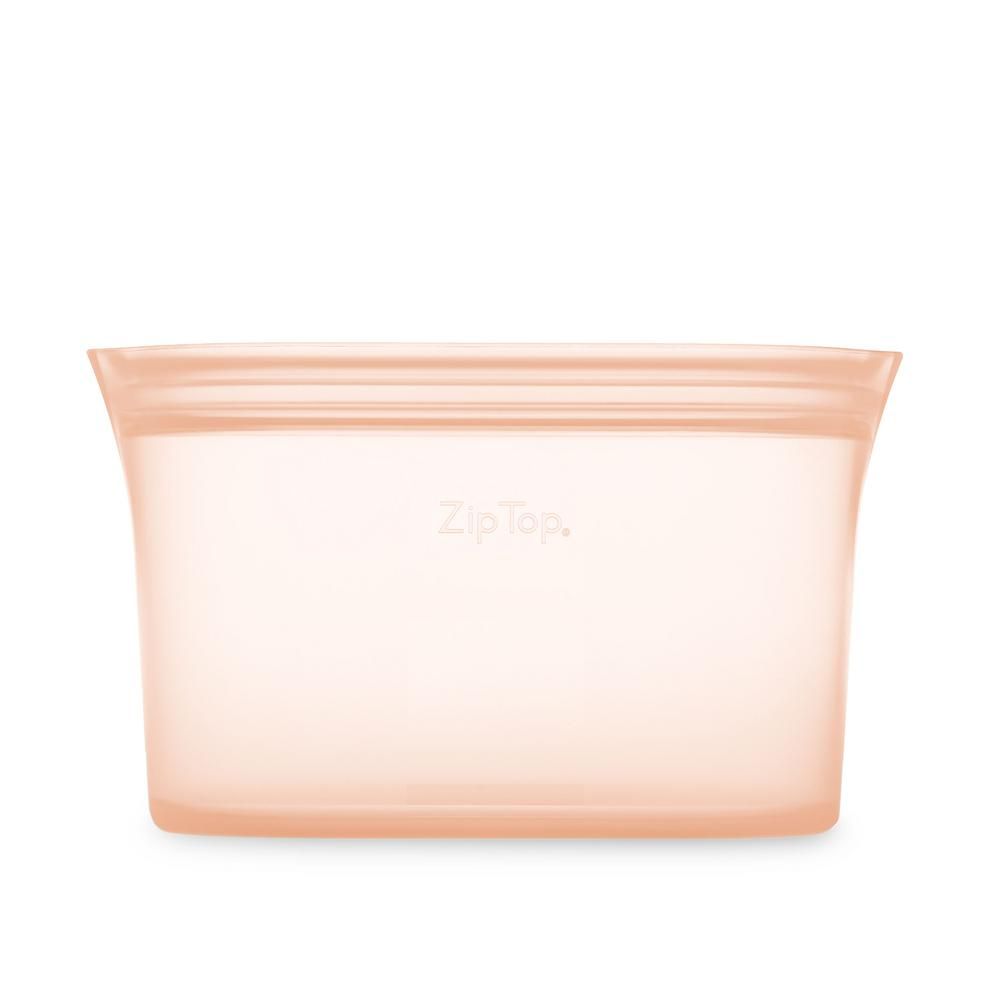 Zip Top Reusable Silicone 32 oz. Large Dish Zippered Storage Container, Peach | The Home Depot