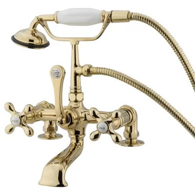 Kingston Brass Vintage Three-Handle 2-Hole Deck Mount Clawfoot Tub Faucet with Hand Shower | Wayfair North America