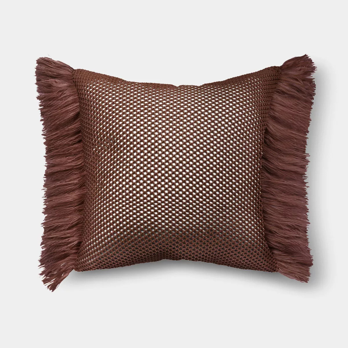 20"x20" Faux Natural Knit Fringed Pillow Brown - Threshold™ | Target