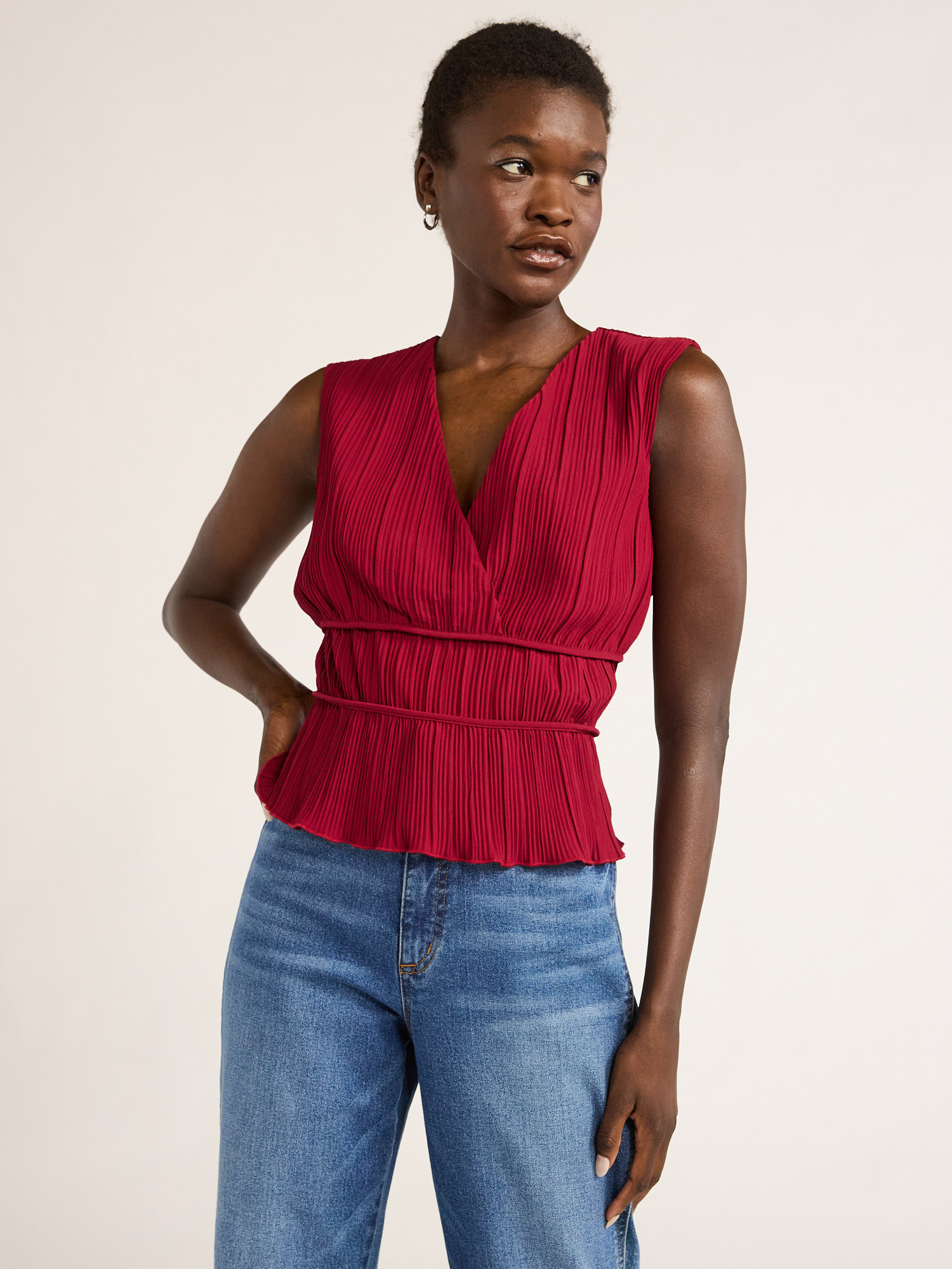 Scoop Women’s Sleeveless Pleated Top, Sizes XS-XXL | Walmart (US)