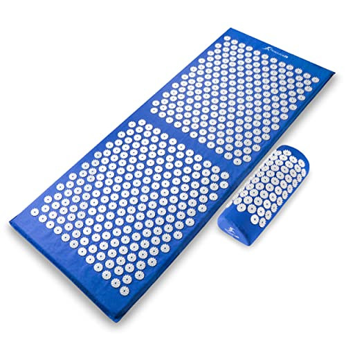 ProsourceFit Acupressure Mat and Pillow Set for Back/Neck Pain Relief and Muscle Relaxation, XL - Blue/White | Amazon (US)
