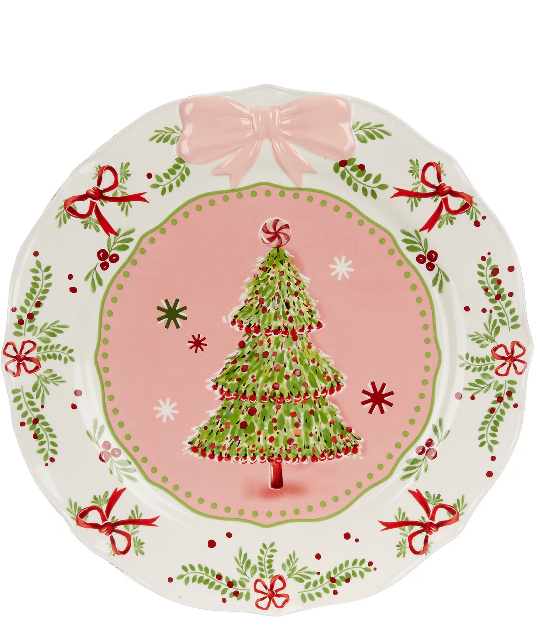 Sweet Christmas Round Pink Bow Platter, 15" | Dillard's