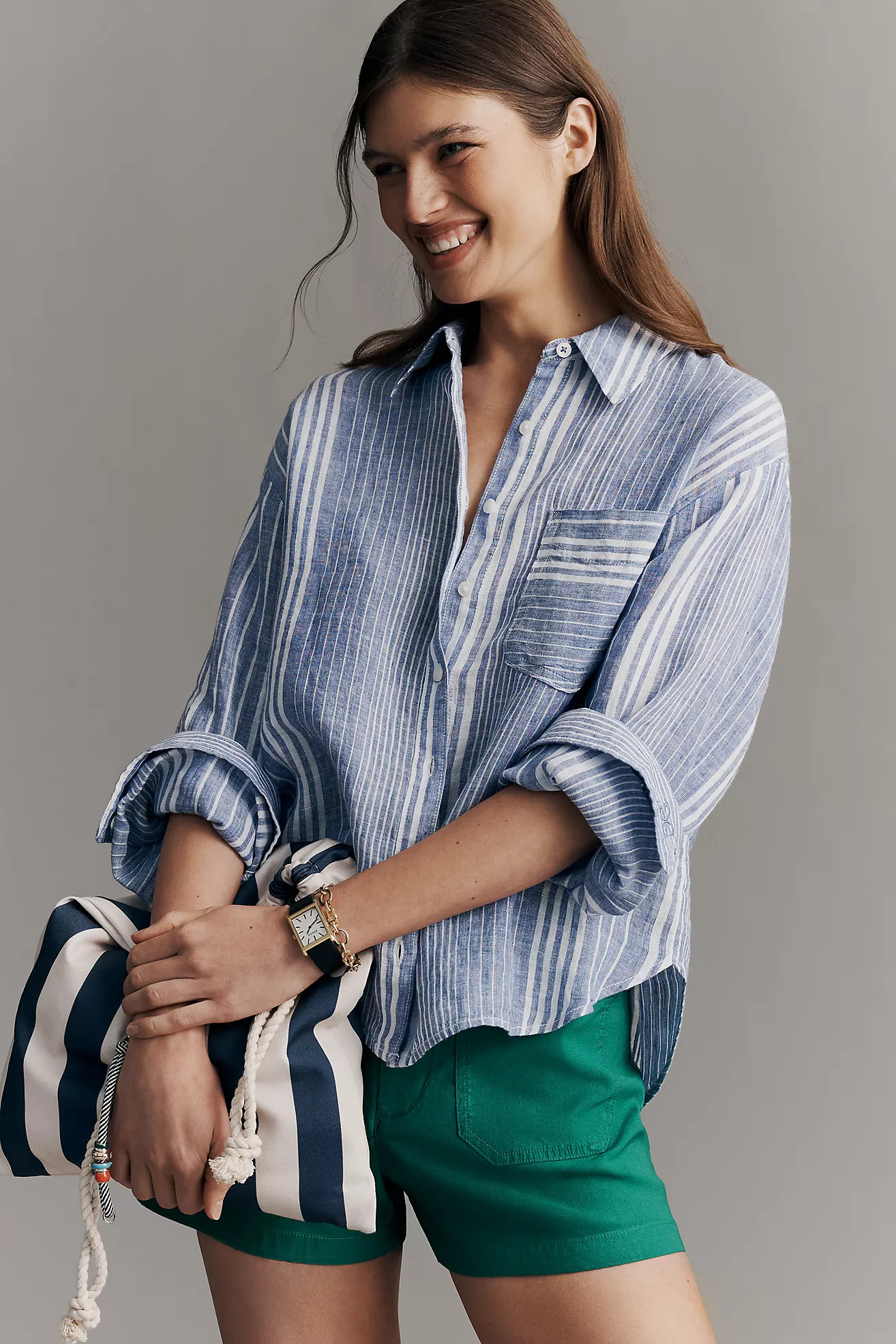 Shrunken Bennet 100% European Linen Buttondown Shirt | Anthropologie (US)