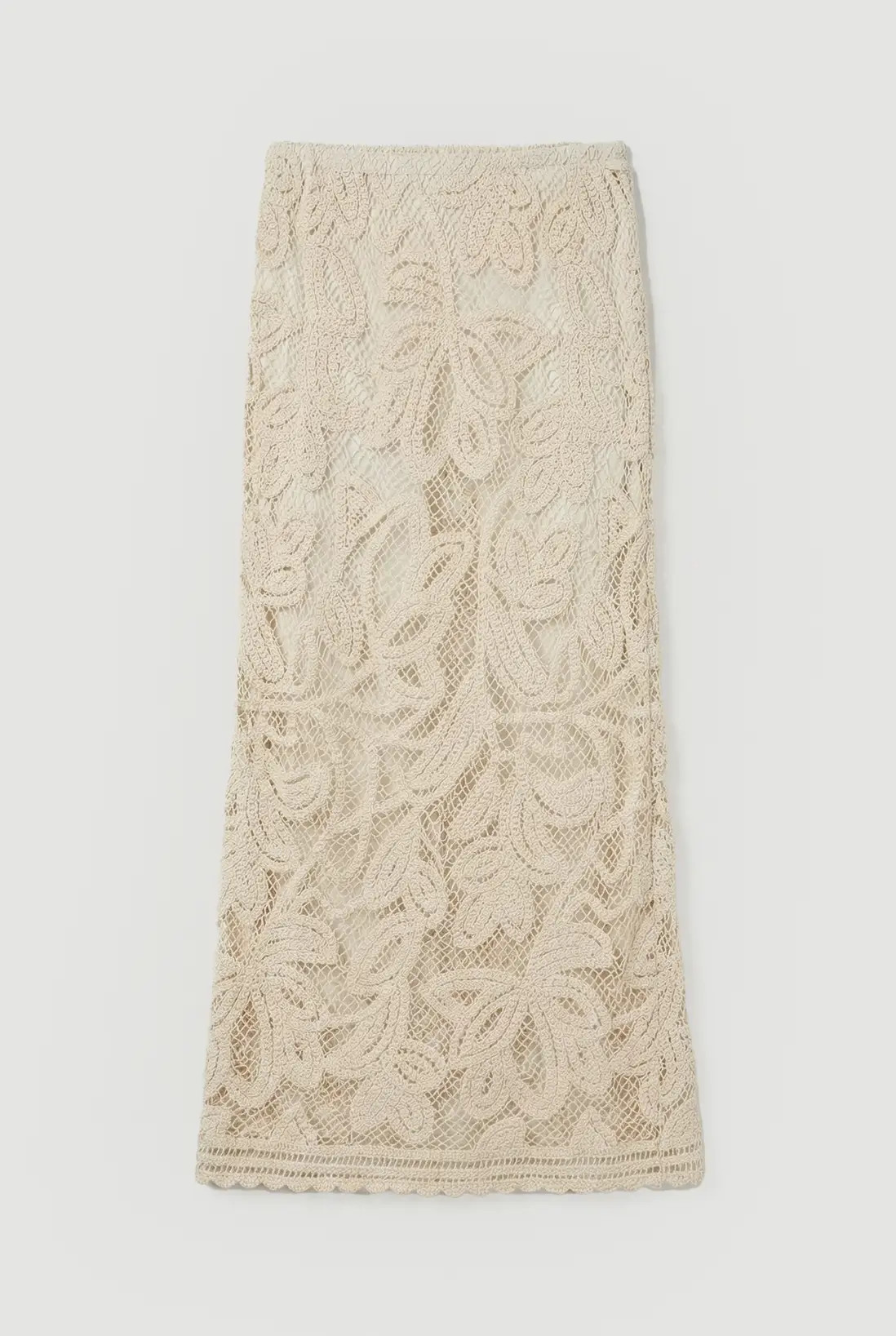 Ivory Floral Crotchet Woven Beach Bias Cut Skirt | Karen Millen | Karen Millen