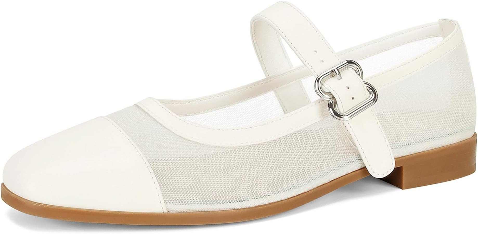 DOEYG Rhinestone Mary Jane Flats for Women Sparkly Ballet Flats with Buckle Strap Square Toe Embe... | Amazon (US)