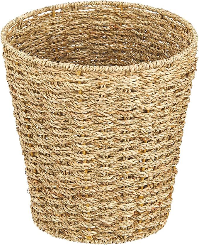 mDesign Seagrass Waste Basket Boho Double Woven Trash Can - Small Round Natural Wastebasket Garba... | Amazon (US)