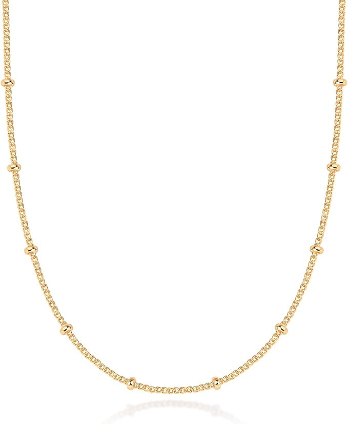 PAVOI 14K Gold Plated Curb Paperclip Box Sphere Bead Snake Herringbone and Figaro Chain Adjustabl... | Amazon (US)