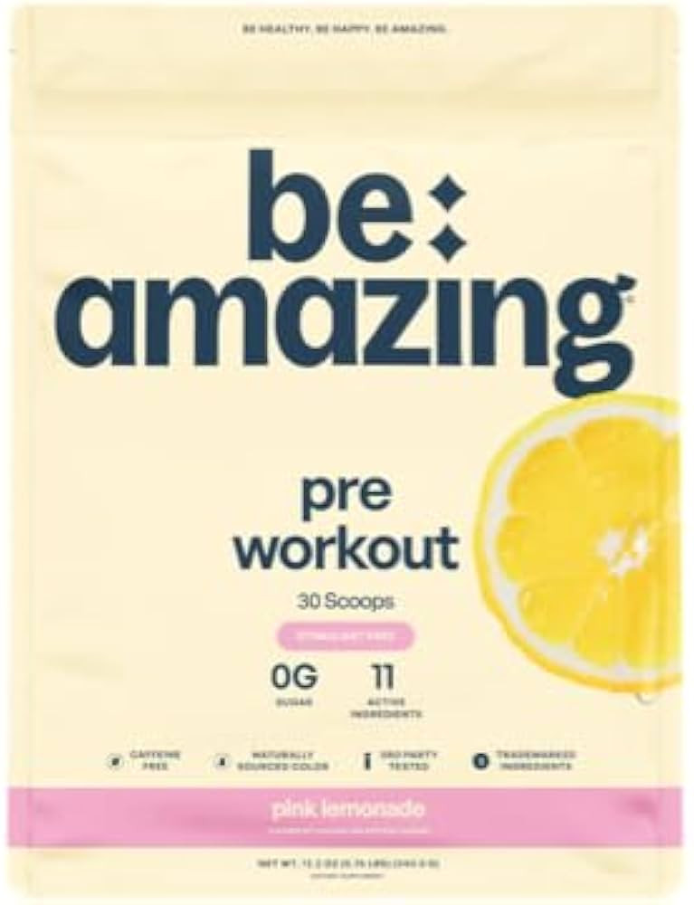 Be Amazing Be Amazing Vegan Stim Free Pre-Workout Powder | Energy Booster Powdered Drink with No ... | Amazon (US)
