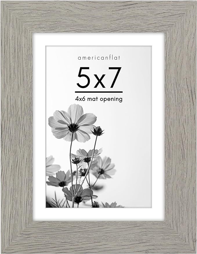 Americanflat 5x7 Picture Frame in Grey Wood - Use as 4x6 Picture Frame with Mat or 5x7 Frame With... | Amazon (US)