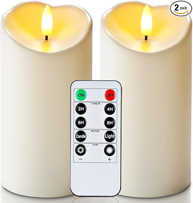 Homemory 6"x3" Outdoor Waterproof Flameless Candles, LED Candles, Battery Operated Candles with R... | Amazon (US)