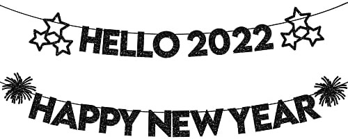 Glitter, Hello 2023 Happy New Year Banner - 10 Feet, No DIY | New Years Banner for New Years Eve ... | Amazon (US)