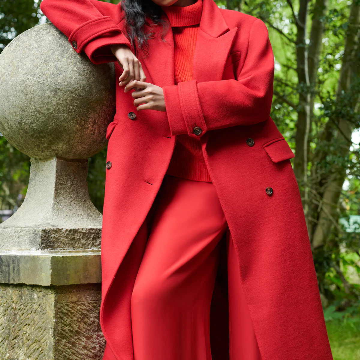 Oversized Red Wool Blend Coat | Ro&Zo