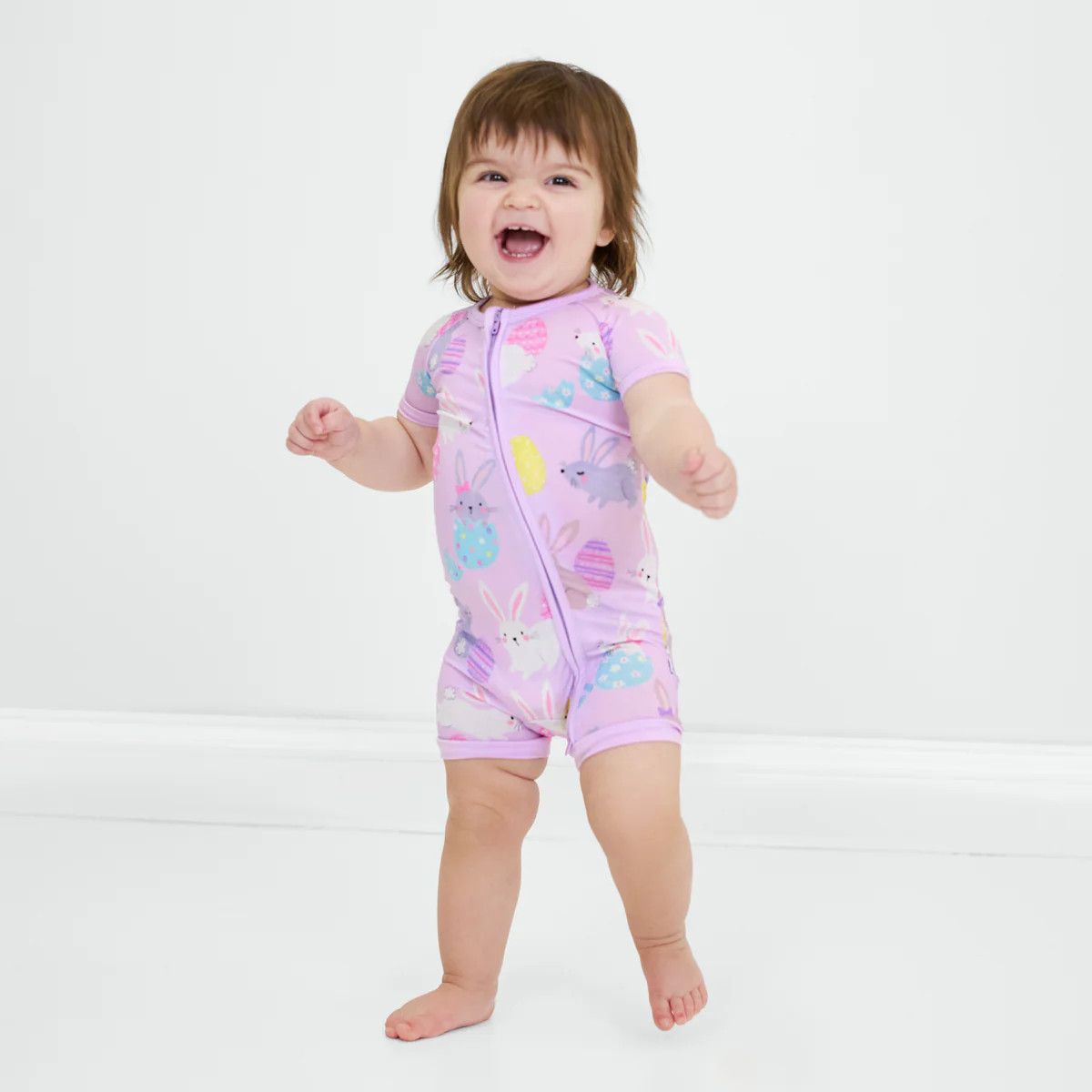 Lavender Hoppy Days Shorty Zippy | Little Sleepies