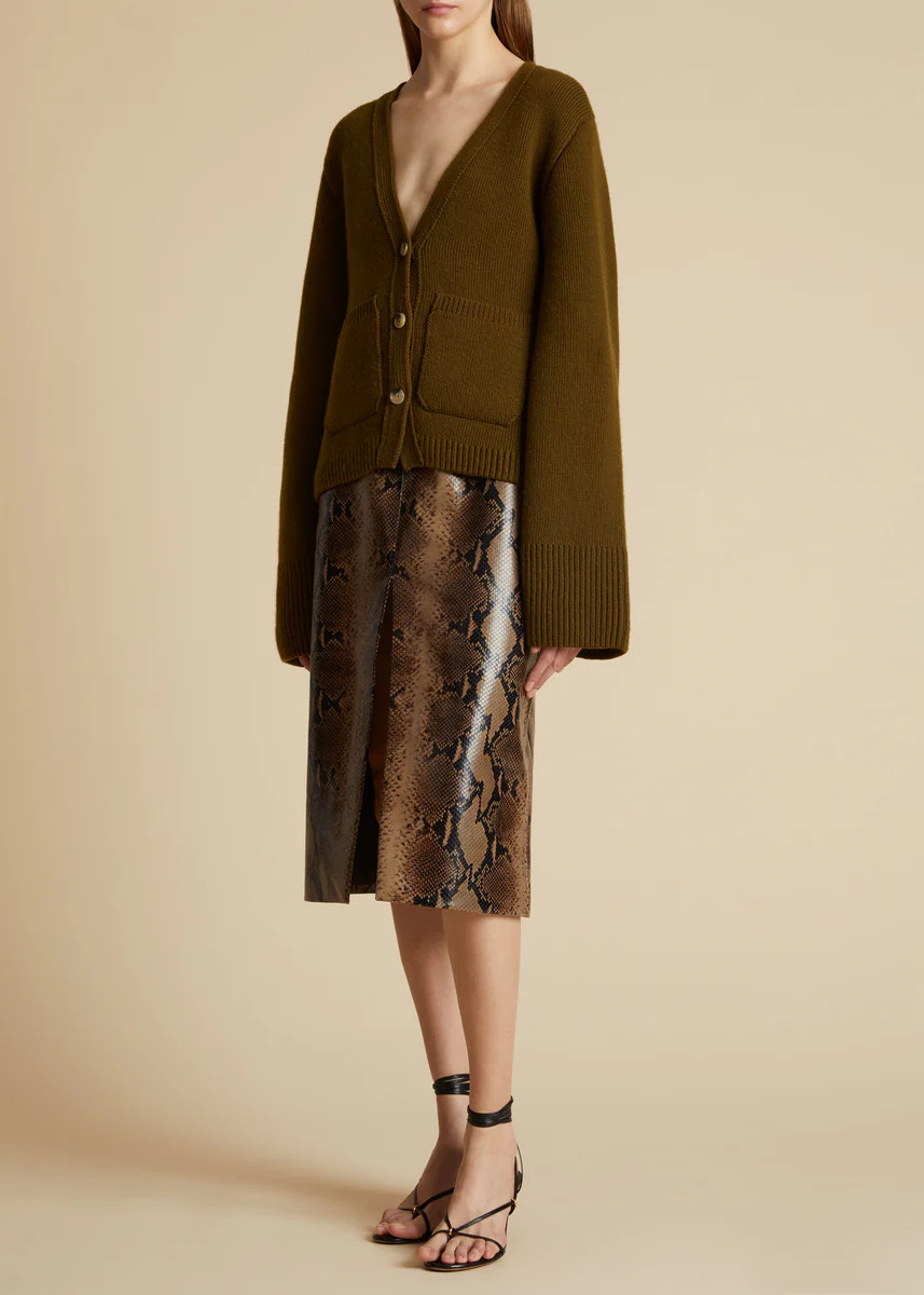The Scarlet Cardigan in Avocado | Khaite