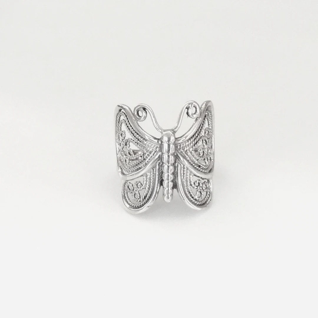 Wide Filigree Butterfly Ring Sterling Silver - Etsy | Etsy (US)
