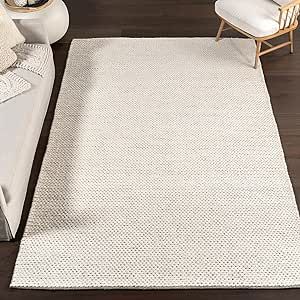 nuLOOM 8x10 Penelope Wool Braided Handmade Area Rug, Off White, Solid Rustic Farmhouse Style, For... | Amazon (US)